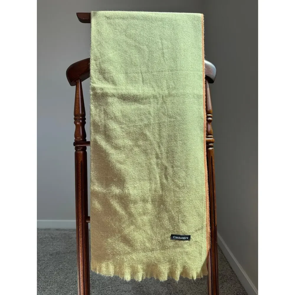 Cashmere Sage Green Fringe Scarf Wrap Shawl Olive Green Soft Winter Unisex